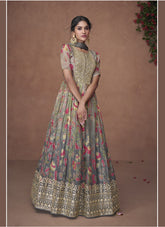 Pure Organza Silk Gown in Grey